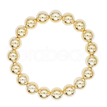 Classic Golden Tone Round Brass Beaded Stretch Bracelets for Women Men IN4084-1-1