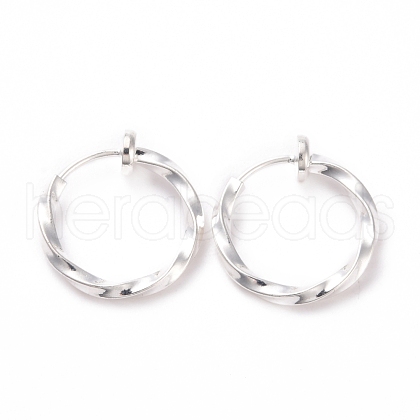 Electroplated Brass Twisted Tubular Hoop Earrings for Women EJEW-G299-01A-S-1