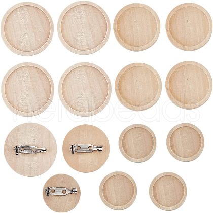 Olycraft 15Pcs 3 Size Stainless Steel Brooch Cabochon Bezel Settings FIND-OC0001-79-1