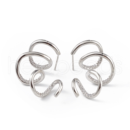 Clear Cubic Zirconia Cuff Claw Stud Earrings EJEW-L234-076P-1