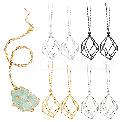 4Pcs 4 Colors 304 Stainless Steel Macrame Pouch Necklace Making NJEW-PH01541-1