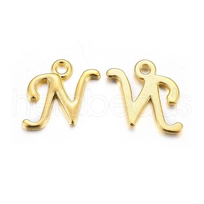 Golden Plated Alloy Letter Pendants PALLOY-J718-01G-N-1