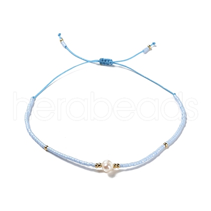 Glass Imitation Pearl & Seed Braided Bead Bracelets WO2637-05-1