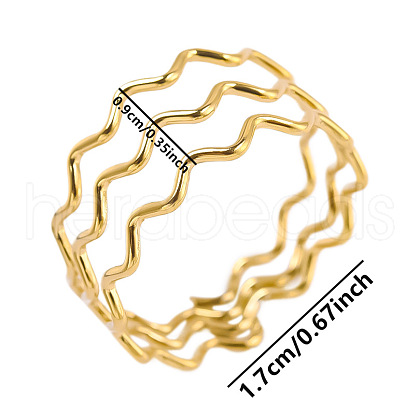 Fashionable Minimalist 304 Stainless Steel Wave Wide Band Rings for Women UQ7134-2-1