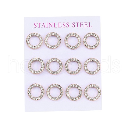 PVD Vacuum Plating 304 Stainless Steel Stud Earrings EJEW-C099-09RG-02-1