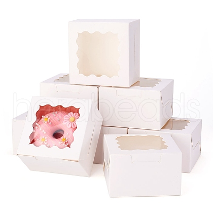 Square Paper Biscuit Boxes with Lace Edged Square Clear Window CON-TAC0001-12A-01-1