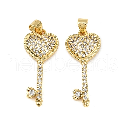 Brass Micro Pave Clear Cubic Zirconia Pendants KK-S526-63G-1