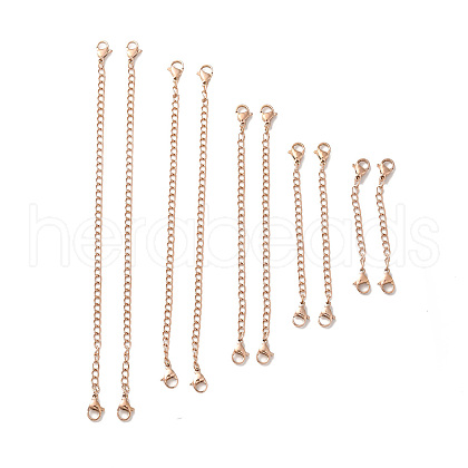 10Pcs 5 Size Ion Plating(IP) 304 Stainless Steel Chain Extender STAS-E192-03RG-1