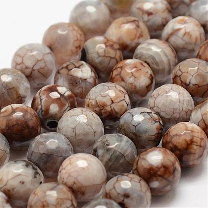 Faceted Natural Fire Crackle Agate Beads Strands G-F447-12mm-B14-1