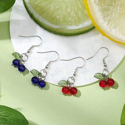 Cherry Glass Dangle Earrings EJEW-JE06255-1