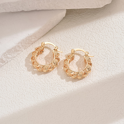 Elegant Geometric Flower Hoop Earrings EM8597-1-1