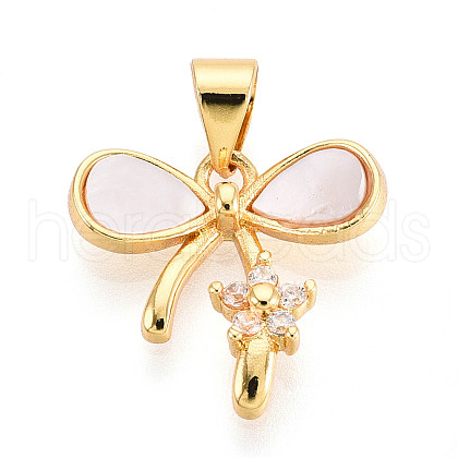 Brass Micro Pave Clear Cubic Zirconia Pendants KK-N268-79G-1