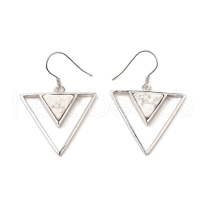 Natural Howlite Triangle Dangle Earrings EJEW-Z024-10A-P-1