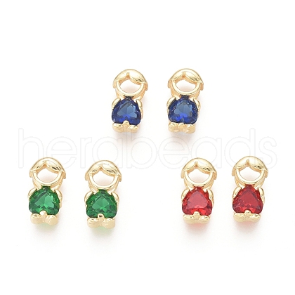 Golden Plated Brass Charms ZIRC-L087-028G-1