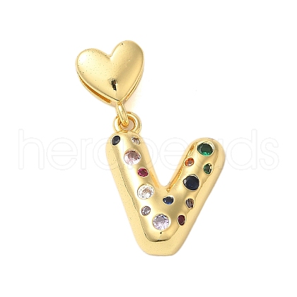 Rack Plating Brass Micro Pave Clear Cubic Zirconia Perdants KK-C067-12G-V-1
