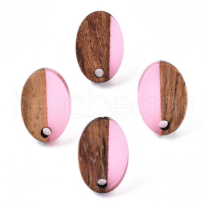 Resin & Walnut Wood Stud Earring Findings MAK-N032-004A-A04-1