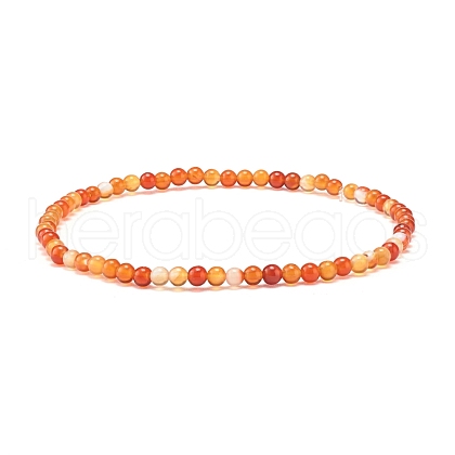 Mini Natural Carnelian Beaded Stretch Bracelets BJEW-JB07669-06-1