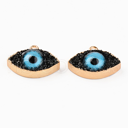 Druzy Resin Pendants RESI-R428-002B-1
