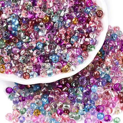 6/0 Baking Paint Transparent Glass Seed Beads X1-SEED-N006-06-1