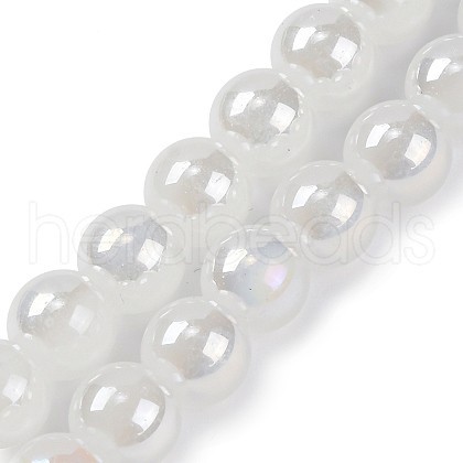 Imitation Jade Glass Round Beads Strands GLAA-A016-01E-1