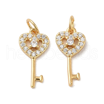 Rack Plating Brass Cubic Zirconia Pendants KK-K349-21G-1