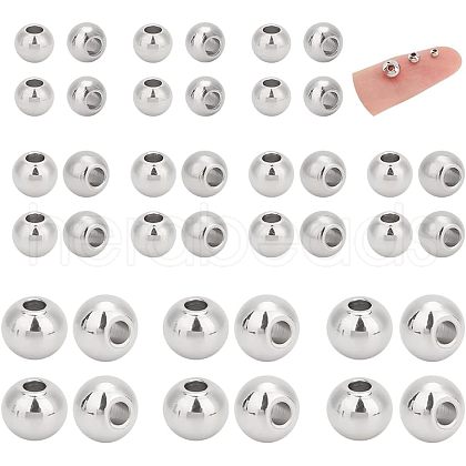 Unicraftale 304 Stainless Steel Smooth Round Beads STAS-UN0006-91P-1