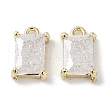 Brass Micro Pave Cubic Zirconia Charms KK-G491-31G-04-1