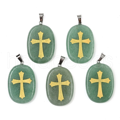 Natural Green Aventurine Pendants G-S392-01G-1