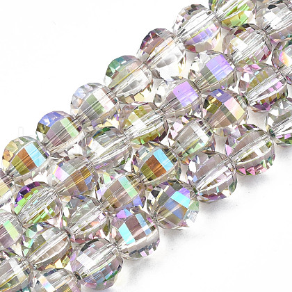 Electroplate Transparent Glass Beads Strands EGLA-N002-30-C02-1