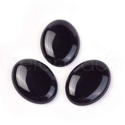 Natural Dyed & Heated Black Agate Cabochons G-F608-03C-1