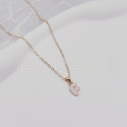 Alloy White Enamel Initial Pendant Necklaces WG51722-25-1