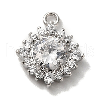 Brass Micro Pave Clear Cubic Zirconia Pendants KK-S391-01P-1
