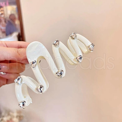 Acrylic Claw Hair Clips with Heart Crystal Rhinestone PW-WG444CB-05-1