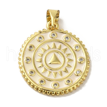Brass Enamel Micro Pave Cubic Zirconia Pendants KK-Z042-24G-02-1