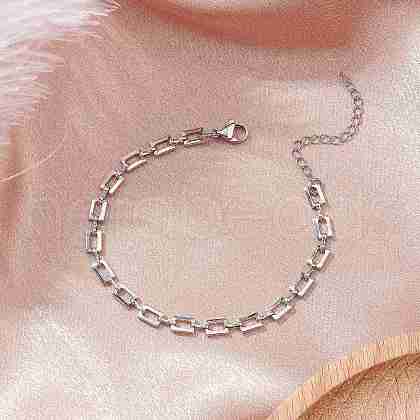 Brass Rectangle Link Chain Bracelets for Women Men BJEW-JB11458-02-1