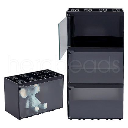 Rectangle Stackable Plastic Minifigures Display Case ODIS-WH0043-60A-1