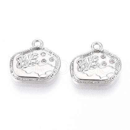 Brass Micro Pave Clear Cubic Zirconia Charms KK-N267-16P-1