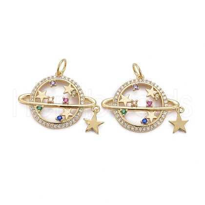 Brass Micro Pave Colorful Cubic Zirconia Pendants ZIRC-Z011-04G-1