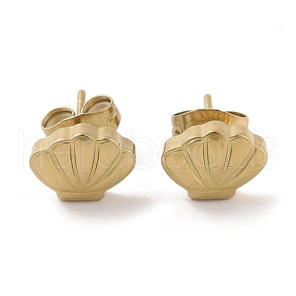 Ion Plating(IP) 304 Stainless Steel Shell Shaped Stud Earrings for Women EJEW-G389-01G-1