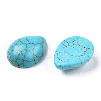 Craft Findings Dyed Synthetic Turquoise Gemstone Flat Back Teardrop Cabochons X-TURQ-S270-30x40mm-01-1