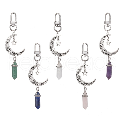Hollow Moon Alloy Pendant Decoraiton HJEW-JM01428-1