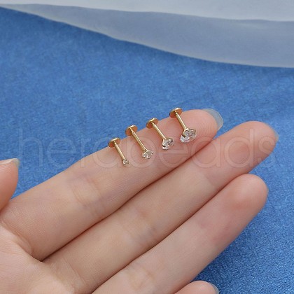 G23 Stainless Steel Clear Cubic Zirconia Threadless Labret Stud WG700A9-04-1