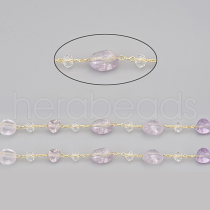 3.28 Feet Handmade Natural Amethyst Beaded Chains X-CHC-I031-11B-1