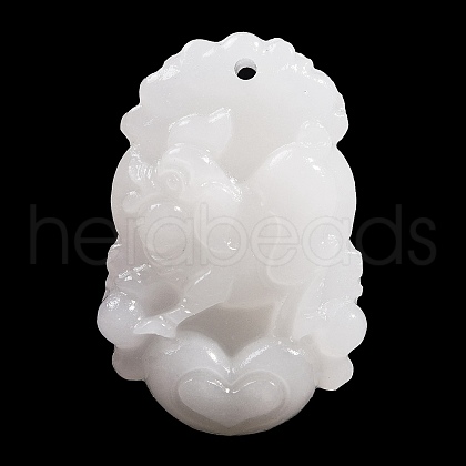 Natural White Jade Carved Pendants G-S384-01L-1