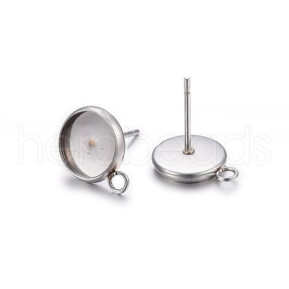 Non-Tarnish 304 Stainless Steel Stud Earring Settings X-STAS-H467-08P-10mm-1