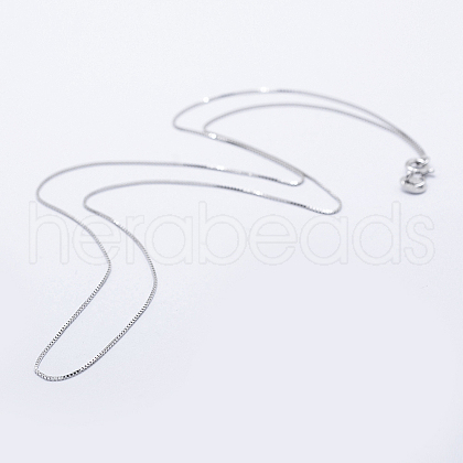 Anti-Tarnish Rhodium Plated 925 Sterling Silver Box Chain Necklaces STER-F039-45cm-03P-1