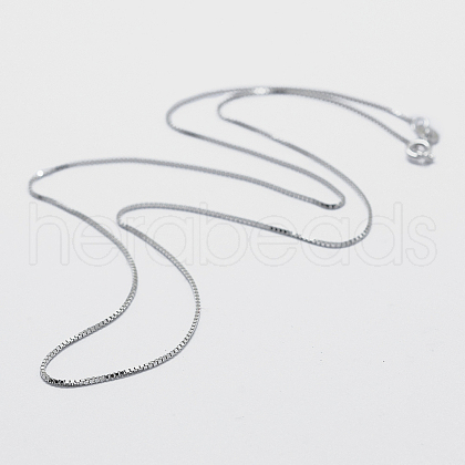 Anti-Tarnish Rhodium Plated 925 Sterling Silver Box Chain Necklaces STER-F039-40cm-04P-1