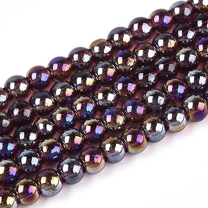 Electroplate Transparent Glass Beads Strands GLAA-T032-T4mm-AB19-1