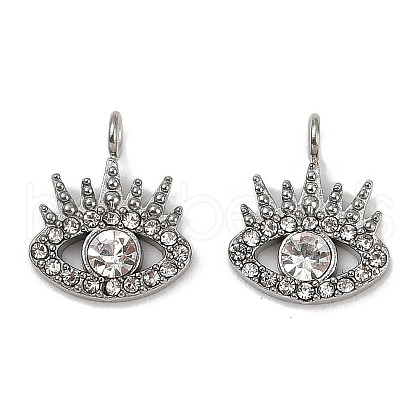 304 Stainless Steel Micro Pave Cubic Zirconia Charms STAS-K302-01B-P-1