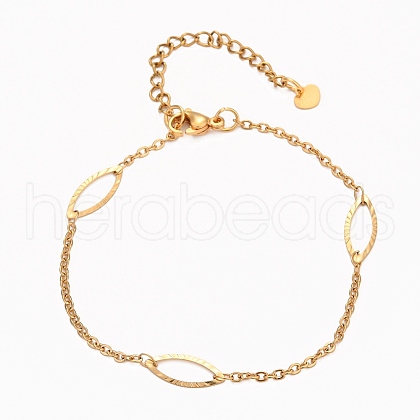 304 Stainless Steel Cable Chain Anklets AJEW-H104-01G-1